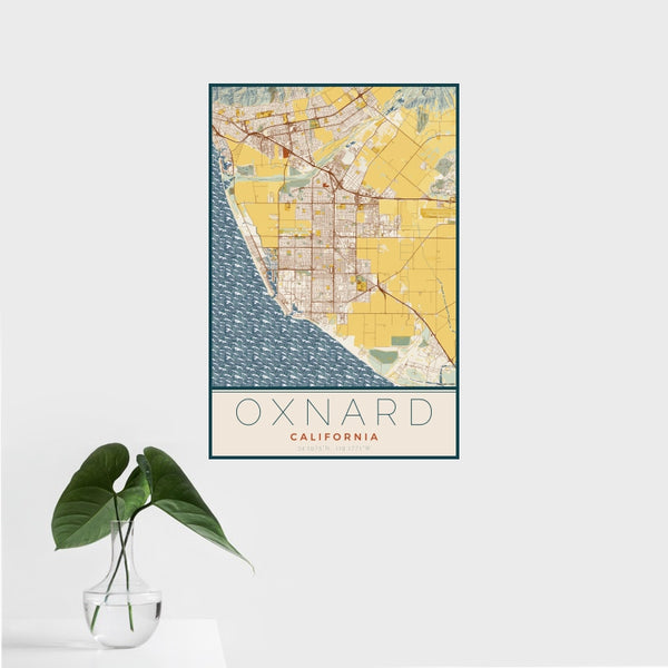 Oxnard - California Map Print in Woodblock