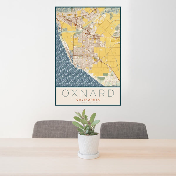 Oxnard - California Map Print in Woodblock