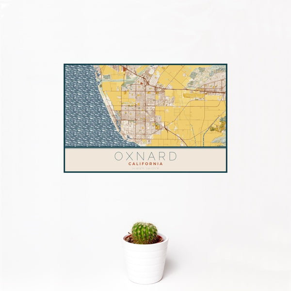 Oxnard - California Map Print in Woodblock