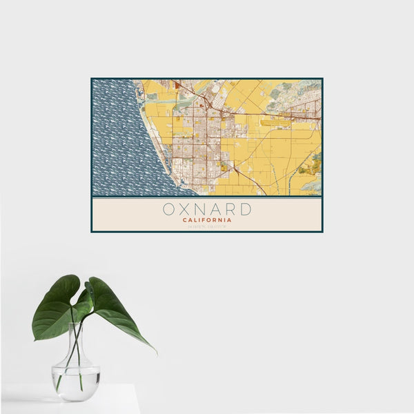 Oxnard - California Map Print in Woodblock
