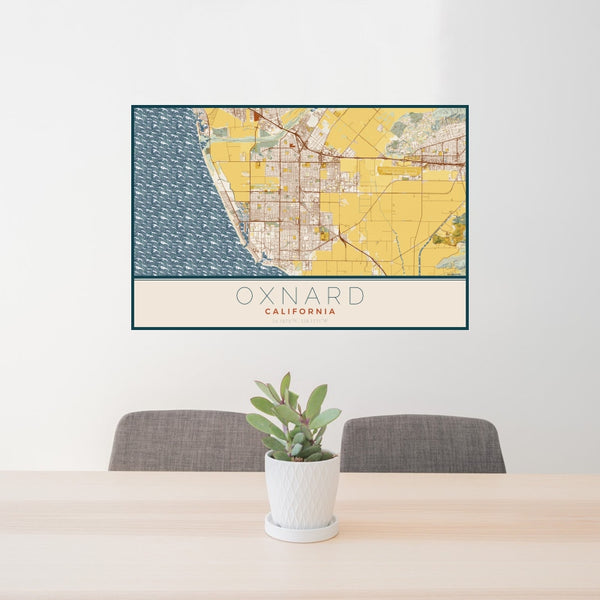 Oxnard - California Map Print in Woodblock