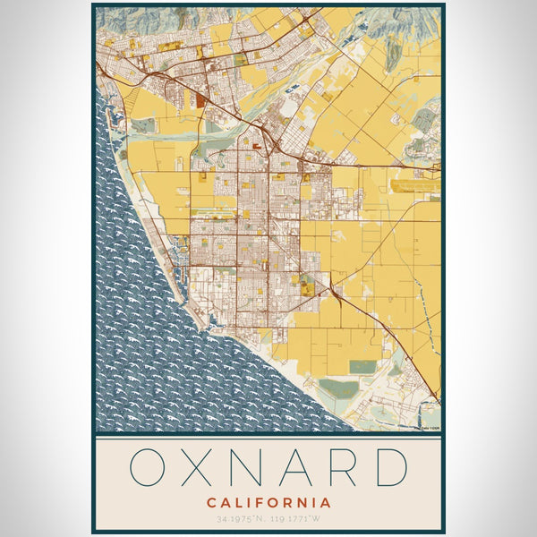 Oxnard - California Map Print in Woodblock
