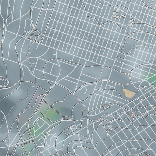 Pacific Grove California Map Print in Afternoon Style Zoomed In Close Up Showing Details