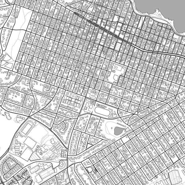 Pacific Grove California Map Print in Classic Style Zoomed In Close Up Showing Details