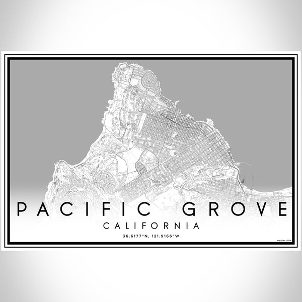 Pacific Grove California Map Print Landscape Orientation in Classic Style With Shaded Background