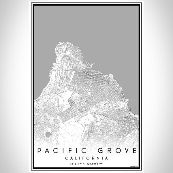 Pacific Grove California Map Print Portrait Orientation in Classic Style With Shaded Background
