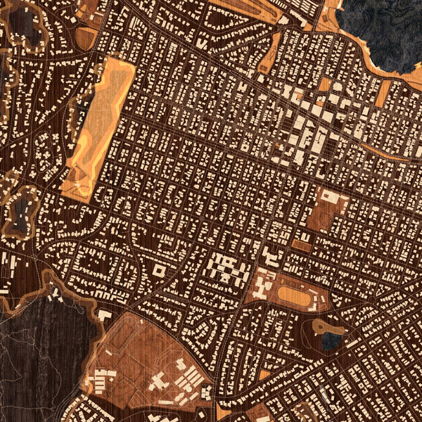 Pacific Grove California Map Print in Ember Style Zoomed In Close Up Showing Details