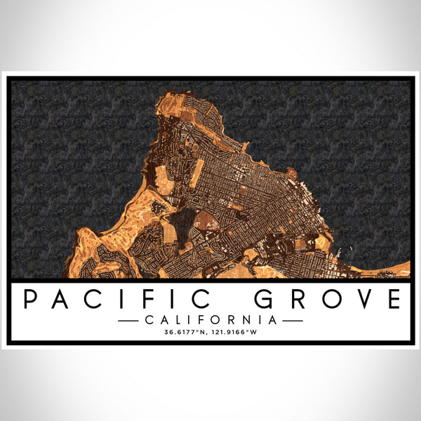 Pacific Grove California Map Print Landscape Orientation in Ember Style With Shaded Background