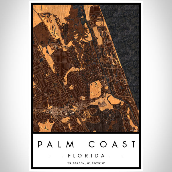 Palm Coast - Florida Map Print in Ember