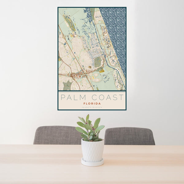 Palm Coast - Florida Map Print in Woodblock