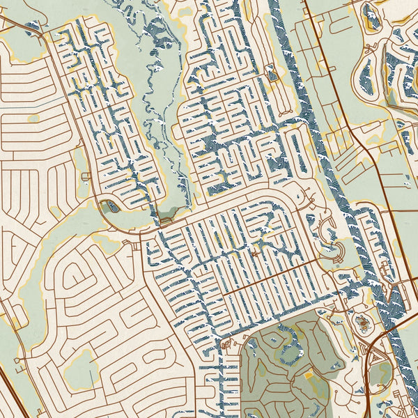 Palm Coast - Florida Map Print in Woodblock