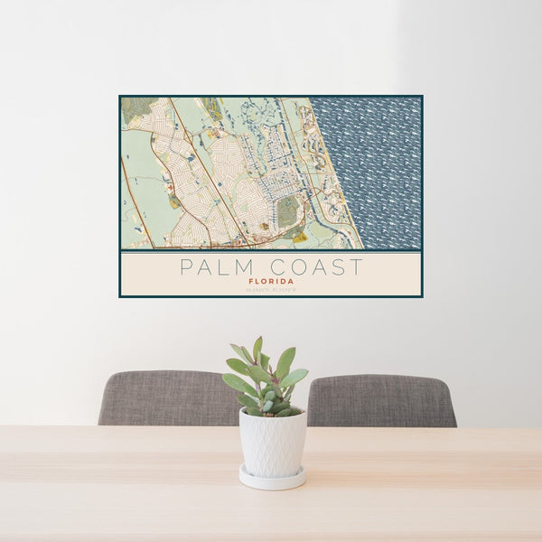 Palm Coast - Florida Map Print in Woodblock