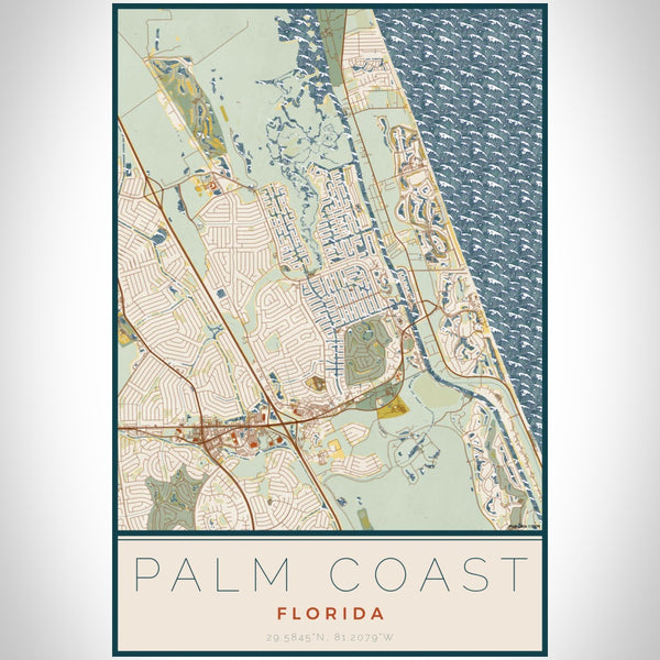 Palm Coast - Florida Map Print in Woodblock
