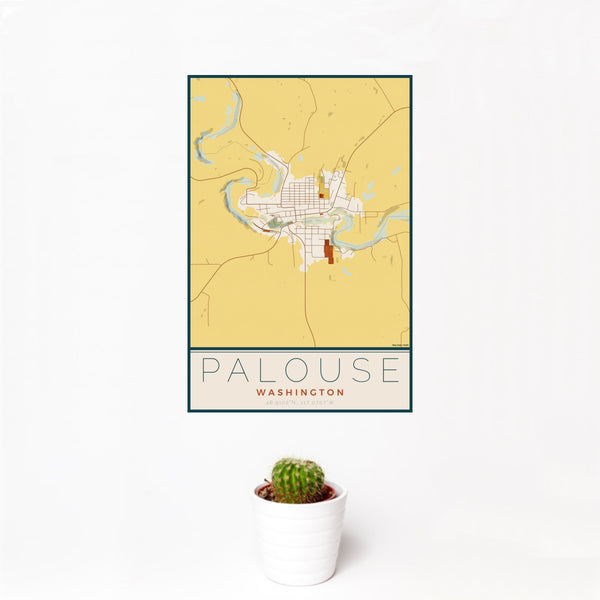 Palouse - Washington Map Print in Woodblock