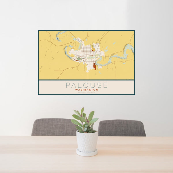 Palouse - Washington Map Print in Woodblock
