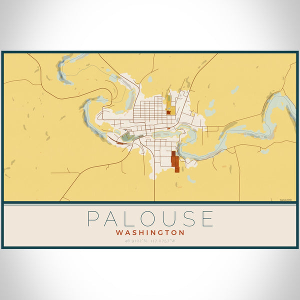 Palouse - Washington Map Print in Woodblock