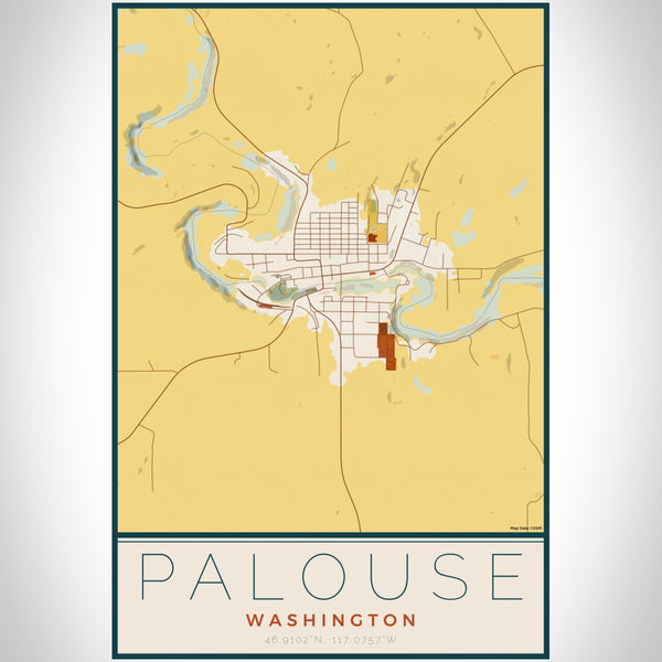 Palouse - Washington Map Print in Woodblock