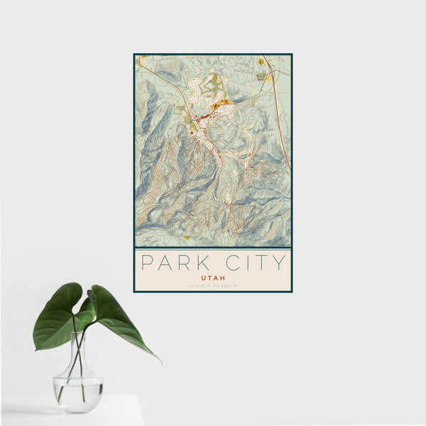 Park City - Utah Map Print in Woodblock