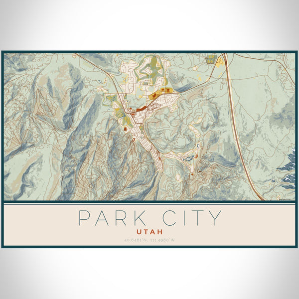 Park City - Utah Map Print in Woodblock