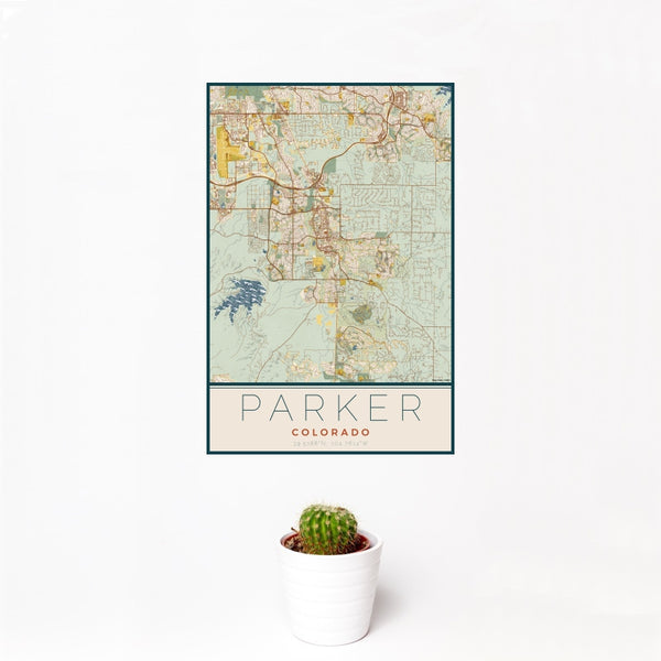 Parker - Colorado Map Print in Woodblock