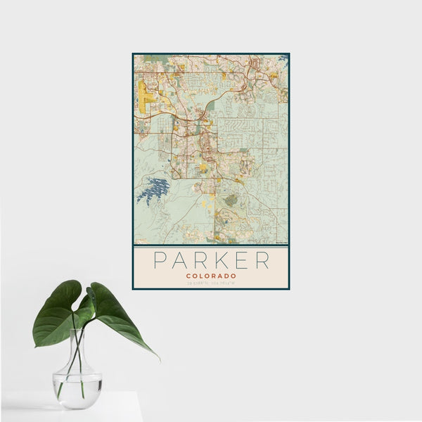 Parker - Colorado Map Print in Woodblock
