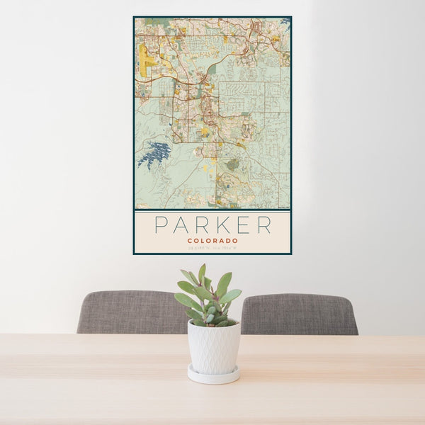 Parker - Colorado Map Print in Woodblock