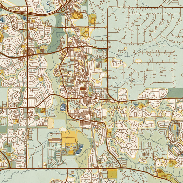 Parker - Colorado Map Print in Woodblock