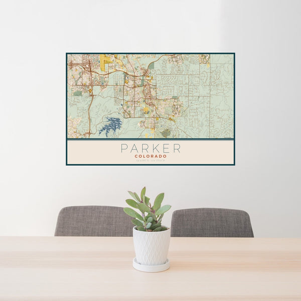 Parker - Colorado Map Print in Woodblock