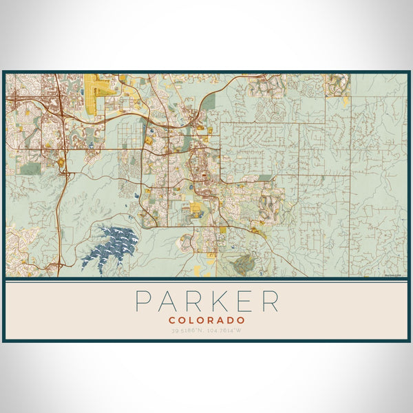 Parker - Colorado Map Print in Woodblock
