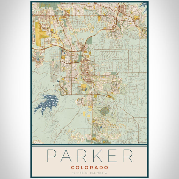 Parker - Colorado Map Print in Woodblock