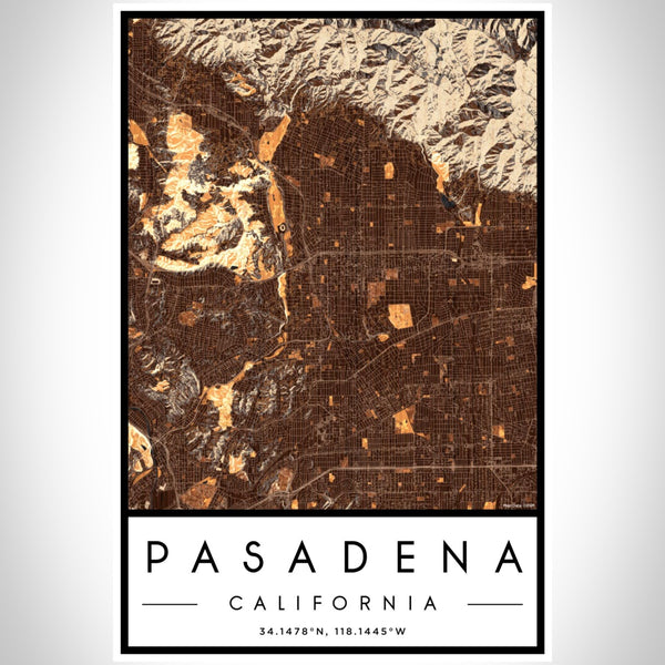 Pasadena - California Map Print in Ember
