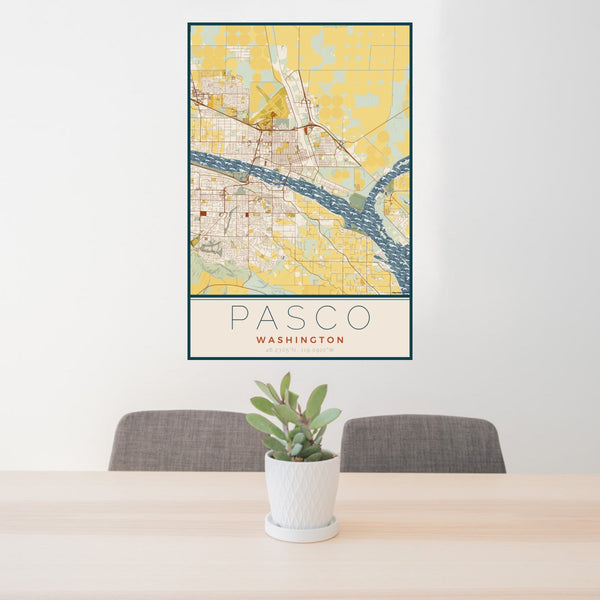 Pasco - Washington Map Print in Woodblock