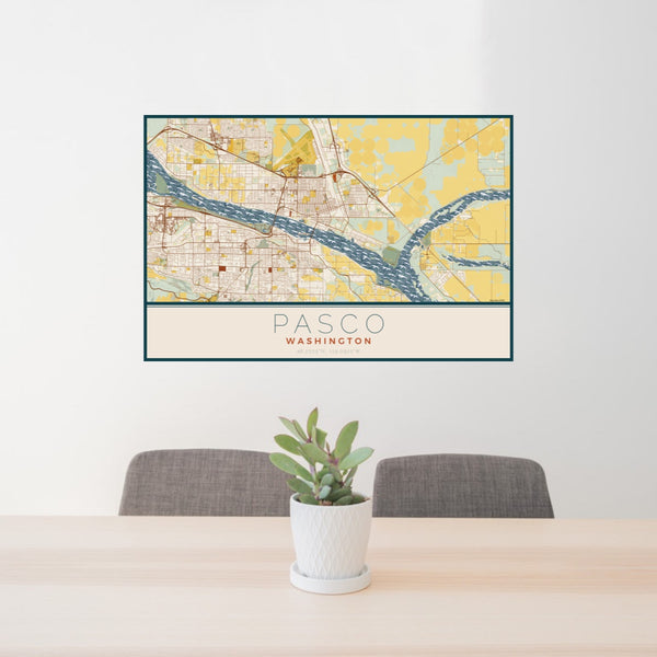 Pasco - Washington Map Print in Woodblock