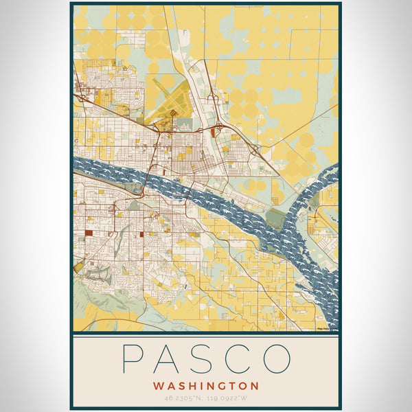 Pasco - Washington Map Print in Woodblock