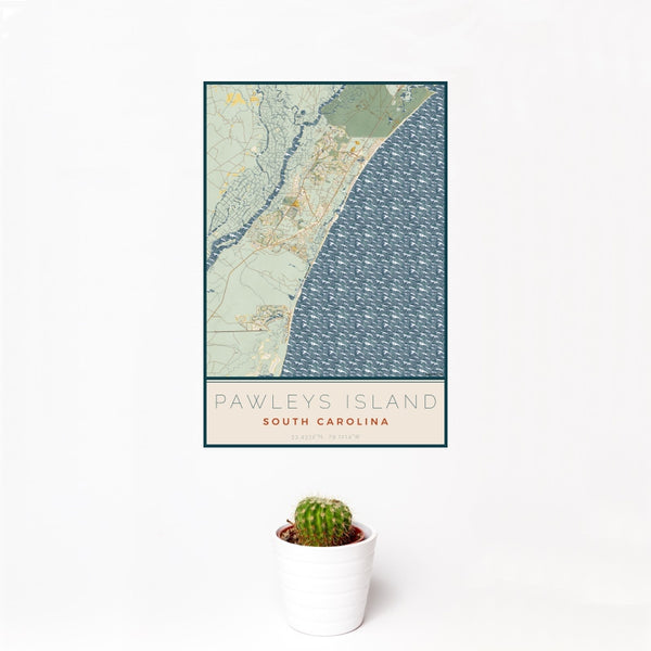 Pawleys Island - South Carolina Map Print in Woodblock
