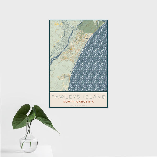 Pawleys Island - South Carolina Map Print in Woodblock