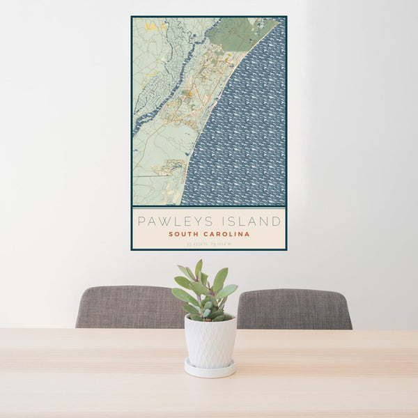 Pawleys Island - South Carolina Map Print in Woodblock
