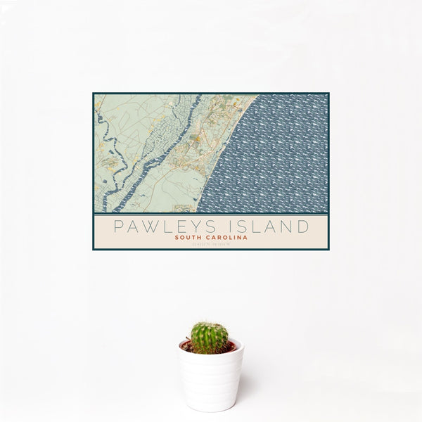 Pawleys Island - South Carolina Map Print in Woodblock