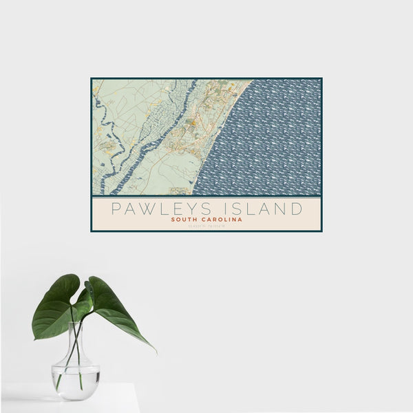 Pawleys Island - South Carolina Map Print in Woodblock