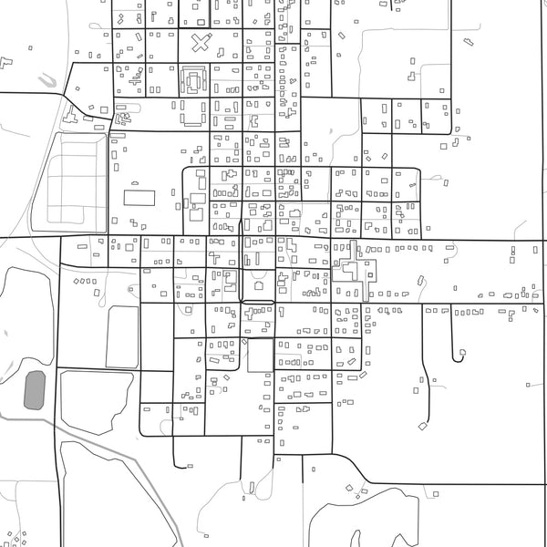 Pawnee City Nebraska Map Print in Classic Style Zoomed In Close Up Showing Details