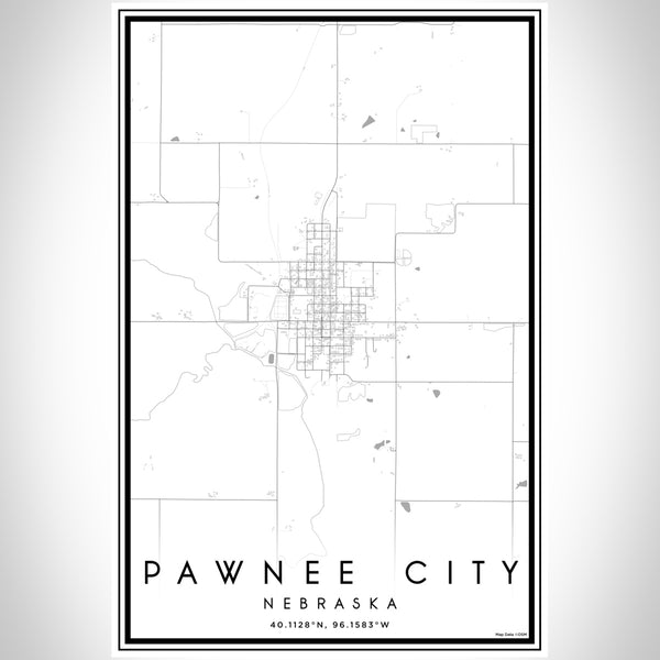 Pawnee City Nebraska Map Print Portrait Orientation in Classic Style With Shaded Background