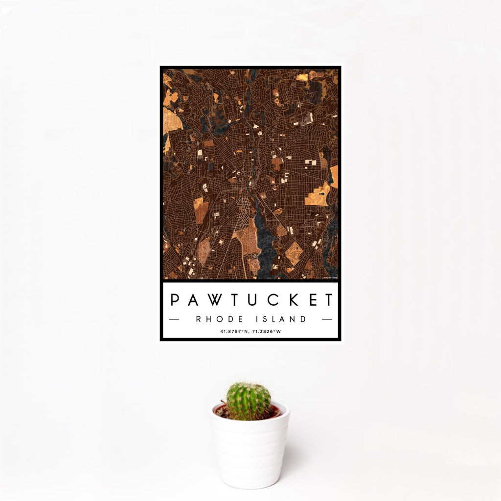 Pawtucket - Rhode Island Map Print in Ember