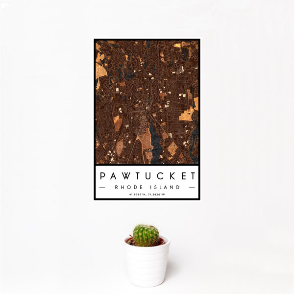 Pawtucket - Rhode Island Map Print in Ember