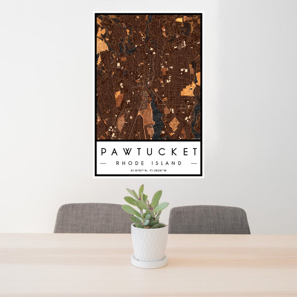 Pawtucket - Rhode Island Map Print in Ember
