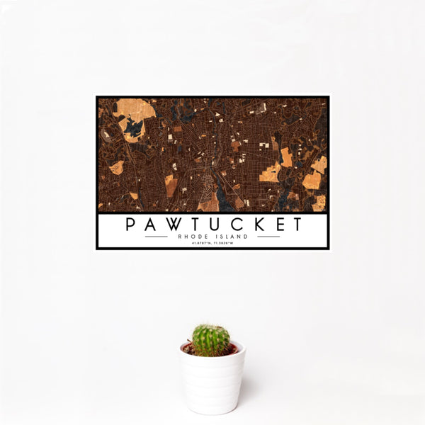 Pawtucket - Rhode Island Map Print in Ember