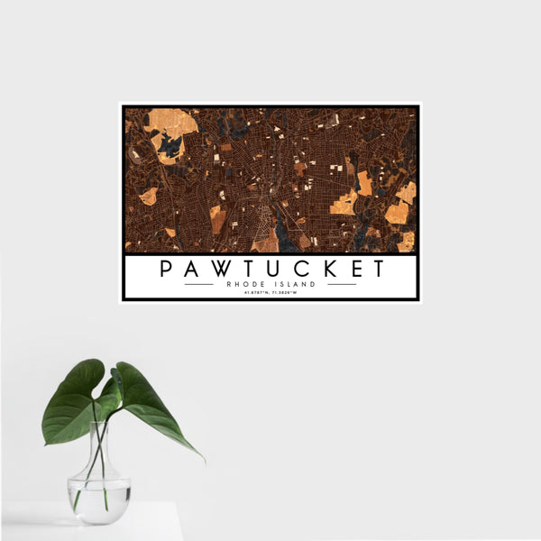 Pawtucket - Rhode Island Map Print in Ember