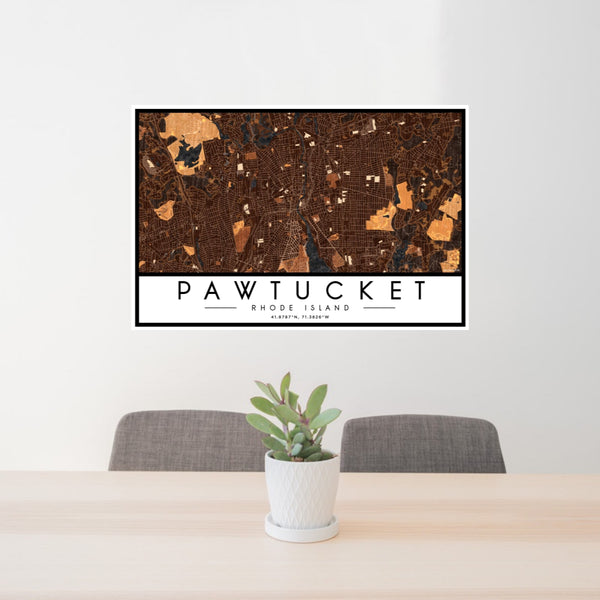 Pawtucket - Rhode Island Map Print in Ember
