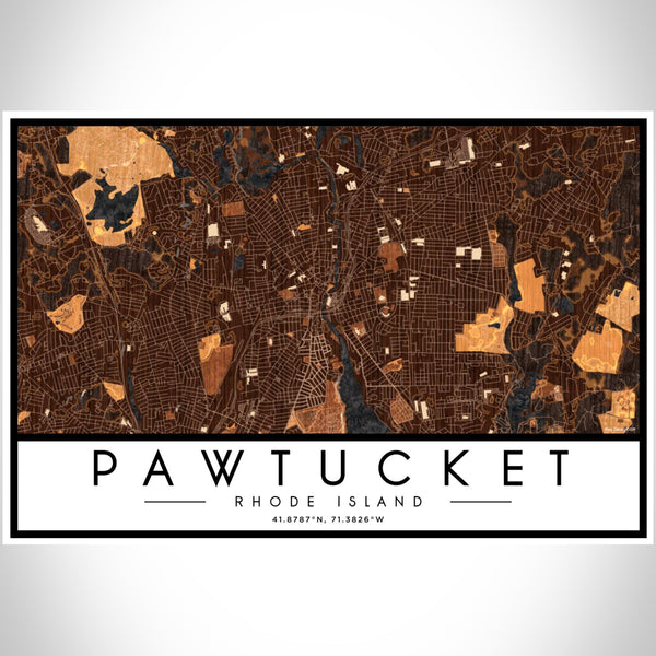 Pawtucket - Rhode Island Map Print in Ember
