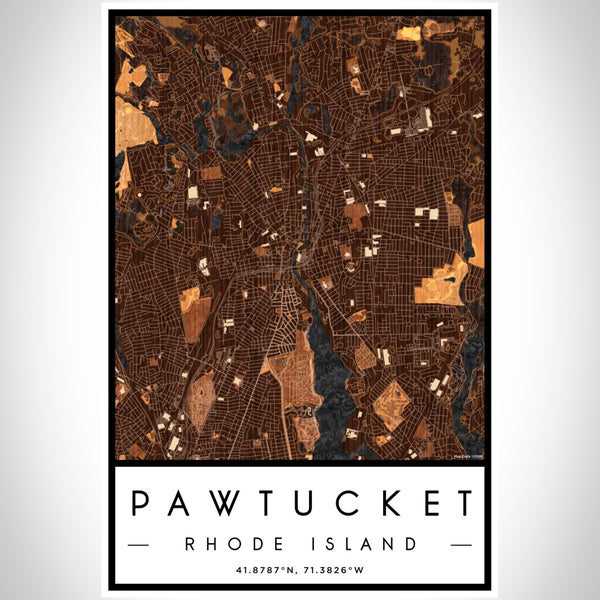 Pawtucket - Rhode Island Map Print in Ember