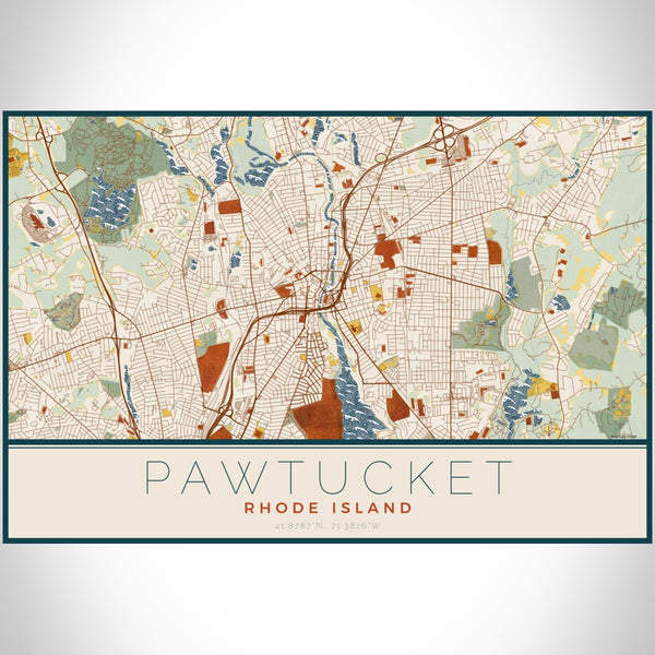 Pawtucket - Rhode Island Map Print in Woodblock